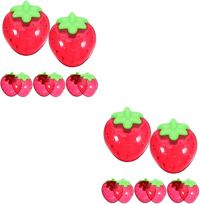 LUOZZY 10pcs Mini Strawberry Candy Boxes with Transparent Lid for Wedding Party Decorations Jewelry Storage Baby Shower Birthday Holiday Crafts Makeup Organizer