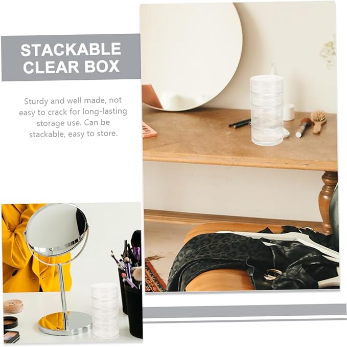Alipis 3sets Jewelry Box Storage Round Small Storage Box Plastic Beads Button Case Desktop Makeup Organizer 2pcs*3