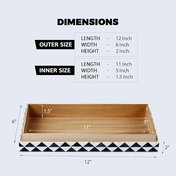 Handicrafts Home Large Decorative Storage Box 12x6– Coffee Table Organizer Box, Modern Home Décor Accent, Keepsake Memory Box, Jewelry Storage Box, Boho Decorative Box with Lid for Shelf, Mantle Decor