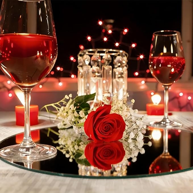 12PCS Round Mirrors for Centerpieces, 10inch Acrylic Round Wall Mirror Circle Mirror for Craft Candle Tray Mirror for Christmas Wedding Valentine Table Party Decorations DIY Craft