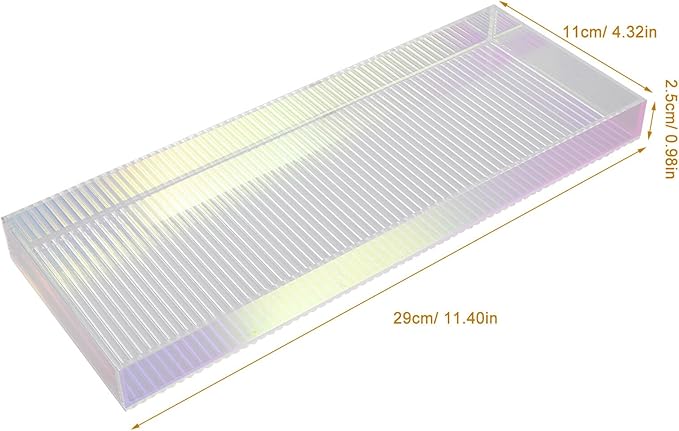 Veemoon Acrylic Vanity Tray Small Size Perfume Organizer and Makeup Storage Tray for Bathroom and Dresser, Rainbow Stripe Decorative Cosmetic Organizer for Home and Entryway
