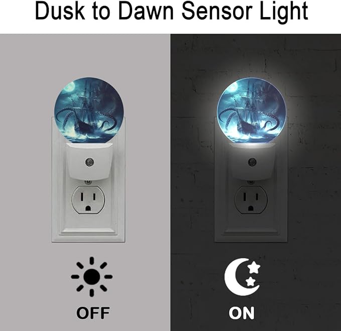 Octopus Boat Night Light Plug-in Sleep Lamp Led Dusk to Dawn Night Light for Bedroom
