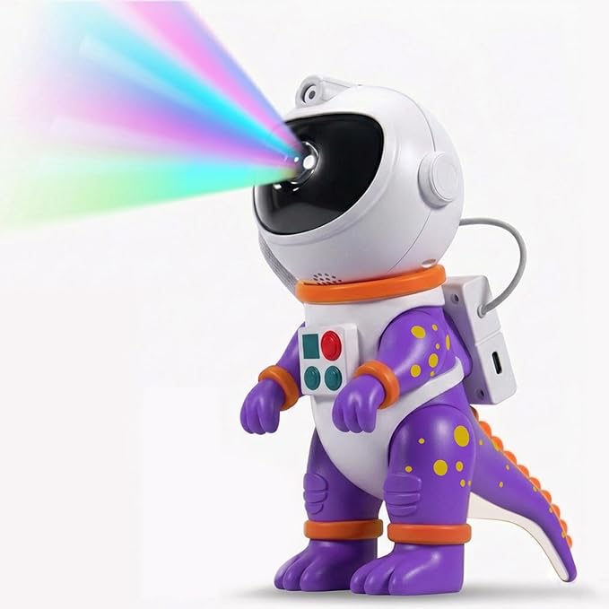 Galaxy Star Projection Night Light, Dinosaur Astronaut Space Projector with Timer, Remote Control, 8 Lighting Modes, Green Nebula Effects for Kids Room Ceiling Decor(Purple)
