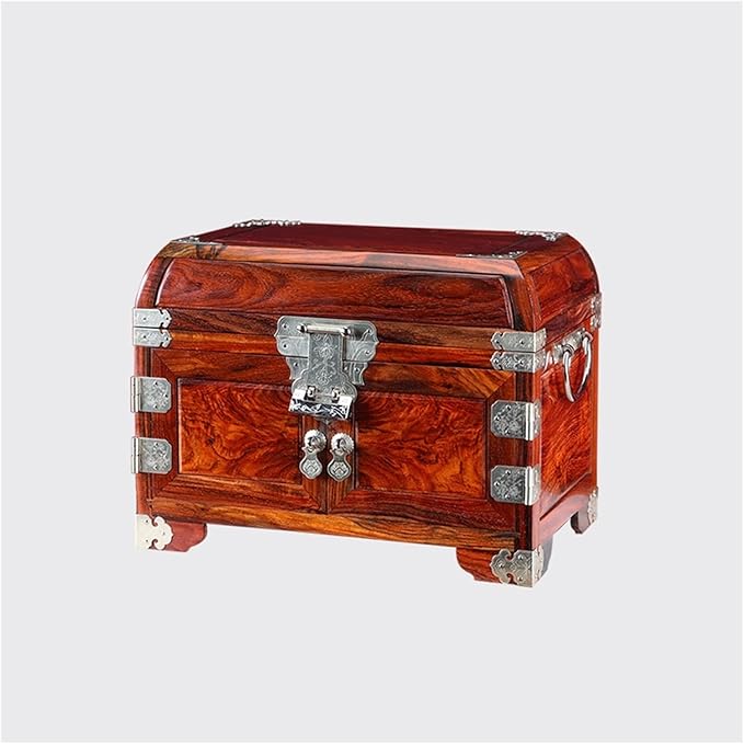 Jewelry storage box Makeup Organizers Traditional Wooden Jewelry Box Treasure Box - Oriental Style Wooden Box for Jewelry, Vintage Treasure Chest with 3 Drawer - Antique Storage Box Jewelry Case