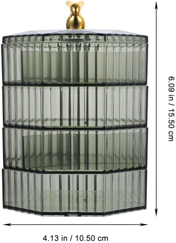 ELEFOCUS 360 Degree Transparent Rotating Jewelry Organizer,Multi-Layer Jewelry Storage Box,Acrylic Jewelry Organizer With Handle,Makeup Table Compartment Multipurpose Jewelry Box (Green)