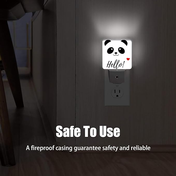 Hello Panda Night Light, Smile Animal Night Lights Plug into Wall Decor for Bedroom, Bathroom, Hallway, Kitchen, Dusk to Dawn Sensor Nightlights for Women Men Room Gifts
