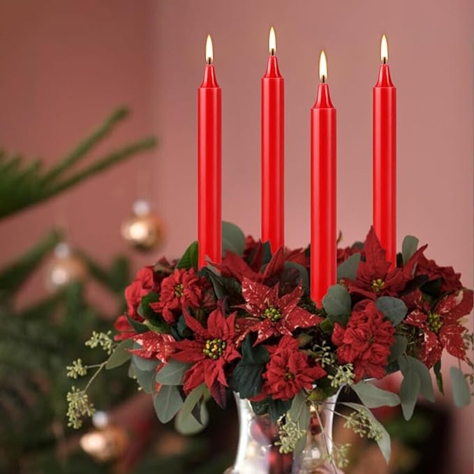 Howemon Red Candles Set of 40, 4" Red Spell & Chime Candles, Unscented Mini Taper Candle for Witchcraft, Wiccan Altar, Magic Tools, Rituals, Prayer, Meditation and Christmas Party Decoration