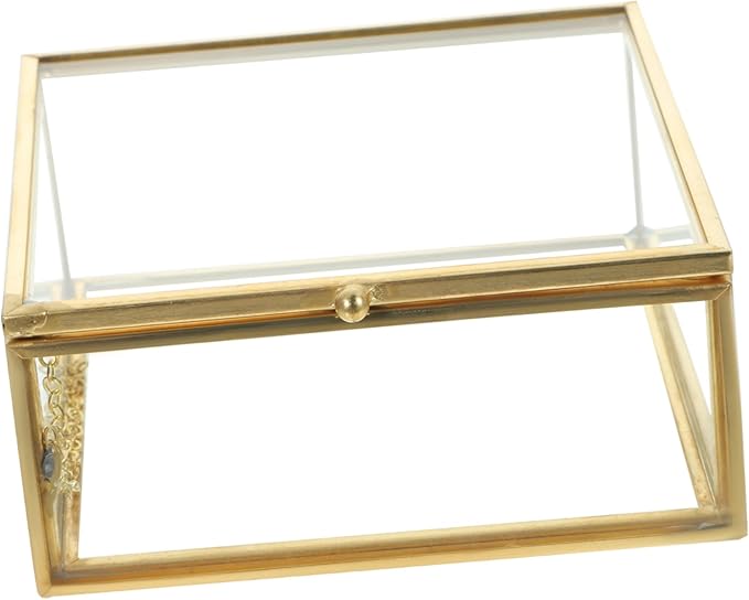 Levemolo Glass Jewelry Storage Box Trinket Holder Ring Glasses Organizer Sealed Case Decorative Home Accessory