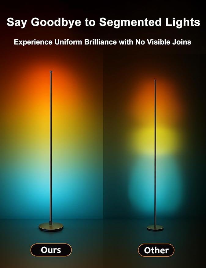 Sotipevs Corner Floor Lamp, Smart RGBICW LED Corner Lamp with App and Remote Control, 16 Million DIY Colors, Music Sync, Modern LED Floor Lamp for Living Rooms, Bedrooms, and Gaming Rooms