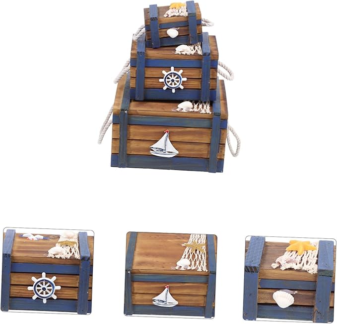 Ipetboom 3pcs Retro Vintage Jewelry Box Storage Box Wooden Makeup Organizers for Home Travel