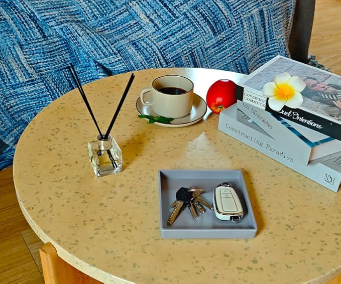 Small Square Serving Tray (5.9 inch), Durable Gray Tray for Desserts & Organization, Lightweight for Coffee, Drinks, Party, Seasoning, Perfume and Display.