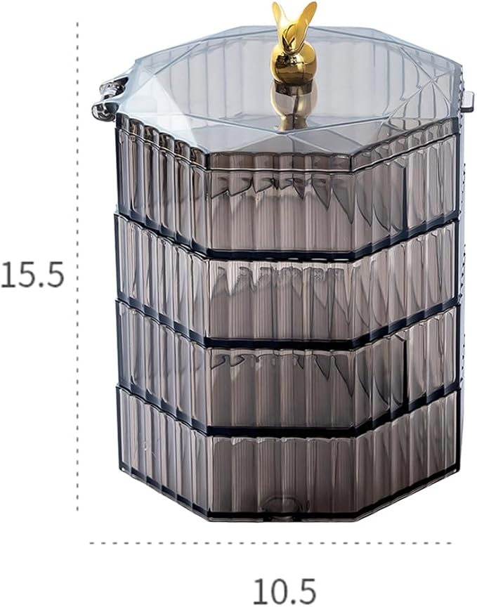 Jewelry Box,Acrylic Jewelry Organizer with Handle, Clear Jewelry Boxes for Women, Make Up Organizer Gray