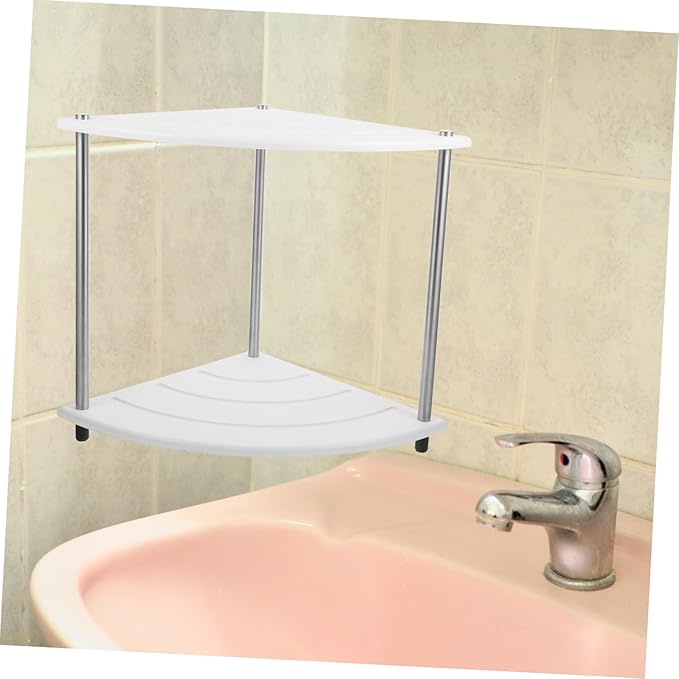 GLEAVI Multi Tier Diatom Corner Storage Shelf for Bathroom Counter Stylish Makeup Organizer Space Saving Design Easy to Clean Construction for Skincare and Vanity Essentials