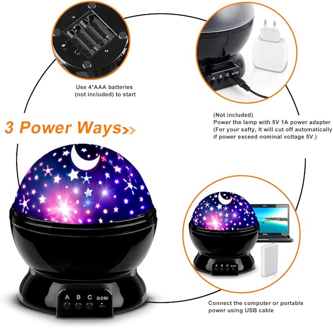 Star Projector Night Light for Kids, 360° Rotating Star Lights for Bedroom, Kid Night Light Projector, Ceiling Light Projector for Kids Room, Birthday Gift for 3 4 5 6 7 8 Year Old Girls Boys