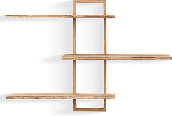 3 Tier Wall Shelves,Decorative Floating Shelf for Wall,Plants Photo Shelf Storage Display Shelving Wood for Living Room Bedroom Kitchen Home Office Decor,Modern,Large,22 Inch(Carbonized Black)