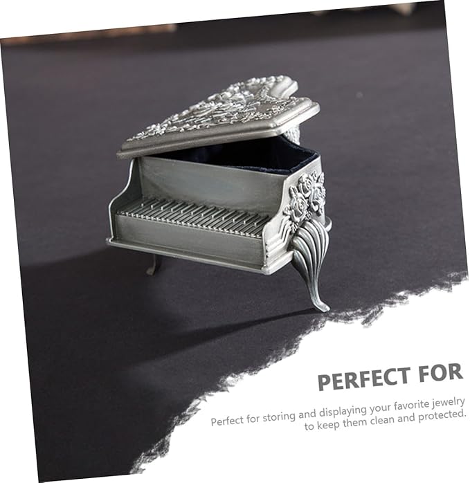 NOLITOY Vintage Alloy Jewelry Storage Box Retro Style Multipurpose Jewelry Case for Rings Earrings Necklaces Metal Makeup Organizer for Bedroom Living Bathroom