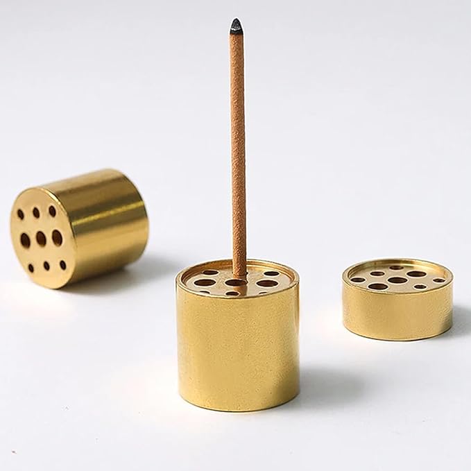 Large Brass Incense Holder with 9 Holes, Incense Stick Holder for Meditation Yoga Relaxation, Alloy Burner for Traditional Japanese Nepal Sticks, Home Office Decor