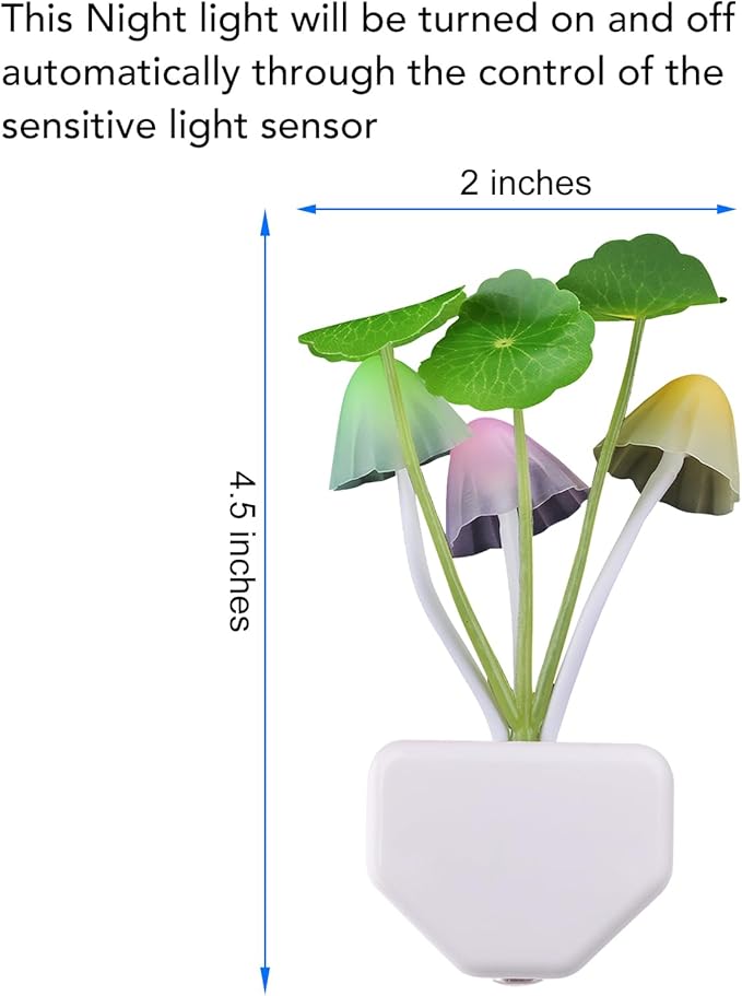 Rienar Sensor Led Night Light, Color Changing Plug-in LED Mushroom Dream Bed Lamp