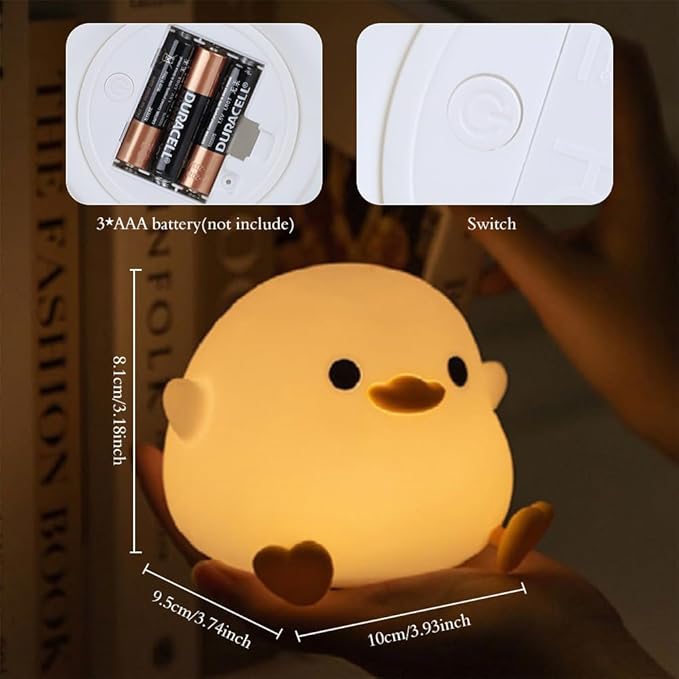 IFTHFOUR DoDo Duck Night Light, LED Cute Silicone Dimmable Nursery Lamp, Touch Sensor Lamp, RGB & Warm White Light for Kids, Bedrooms, Dorm Decor, and Gift Ideas(Battery)