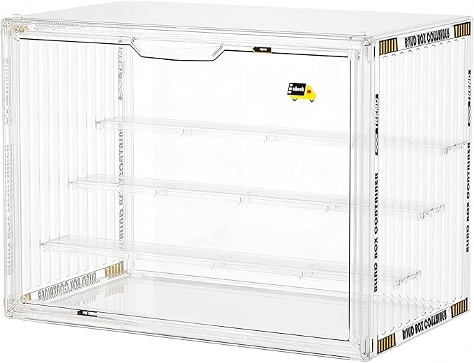 Premium Clear Acrylic Display Case with Magnetic Door - Dust Proof Protector for Funko Pops, Collectibles, Figures, Books, Comics, Toys Includes Adjustable Dividers & Stackable Design
