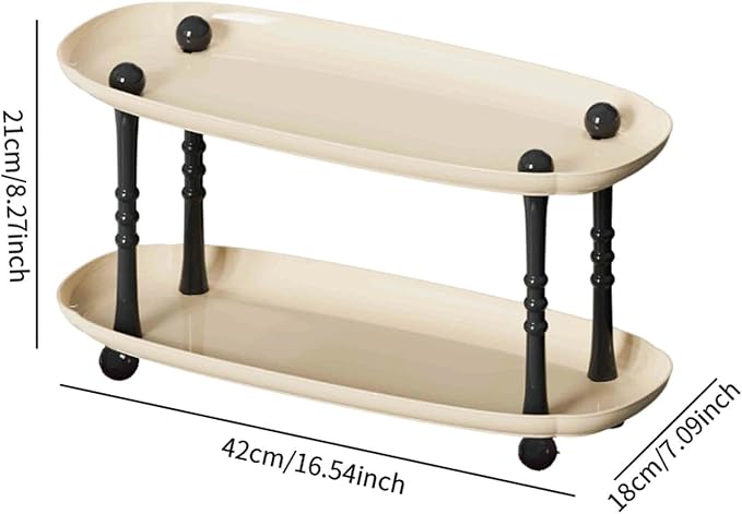 Desktop Organizer Countertop Storage Rack Vanity Tray Makeup Organizer for Countertop Red(Beige)