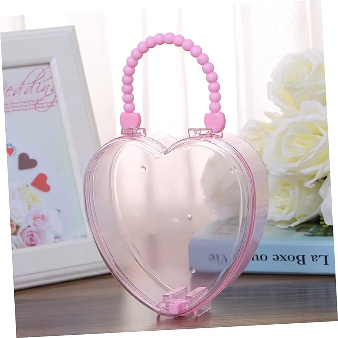 WOONEKY Sink Splash Guard 1pc Ornament Storage Toy Organizer Bins Jewelry Case Heart Shape Storage Case Makeup Suitcase Accessories Pink Heart-Shaped Bow Brooch