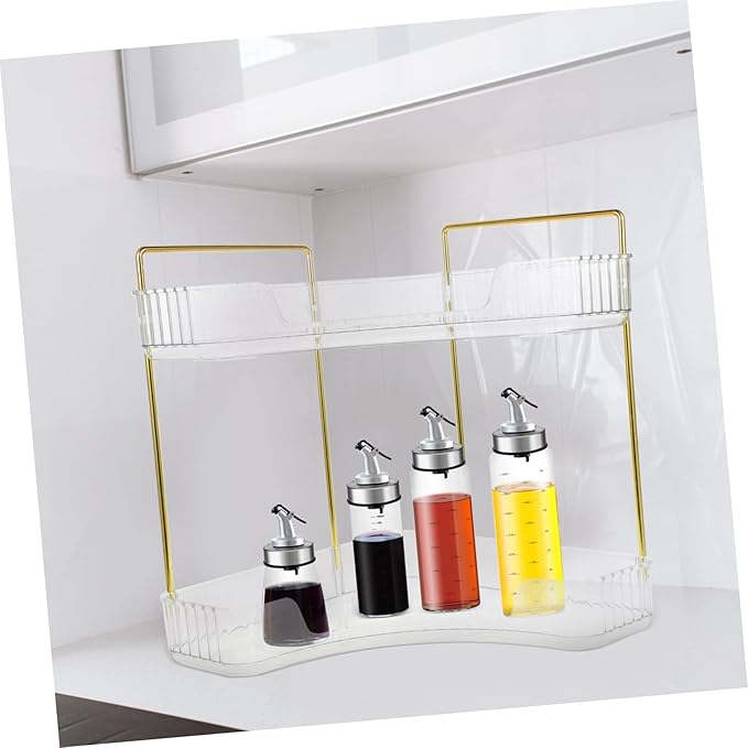 UKCOCO Transparent Corner Shelf Organizer Kitchen and Bathroom Countertop Storage Rack for Spices Makeup Perfume Stable and Multi Scene Use Organizer