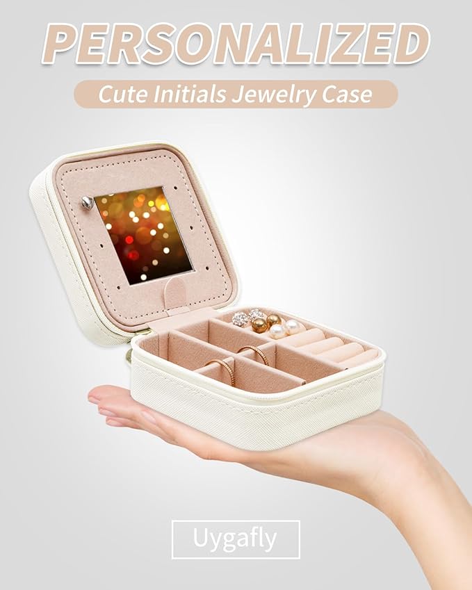 Uygafly Personalized Anniversary Wife's Birthday Gifts,Mothers Day Gifts for Women Wife,Wife Gifts from Husband,Cool Birthday Gifts for Wife,Jewelry Case Cute Jewelry Box for Women | Cream,R