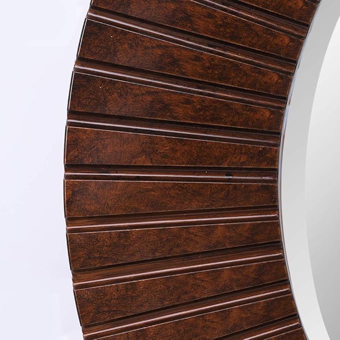 Chende 36'' Circle Mirror with Wood Frame, Large Decorative Mirror for Living Room, Farmhouse Bathroom Mirrors with Bronze Groove Finish for Entryway, Bedroom