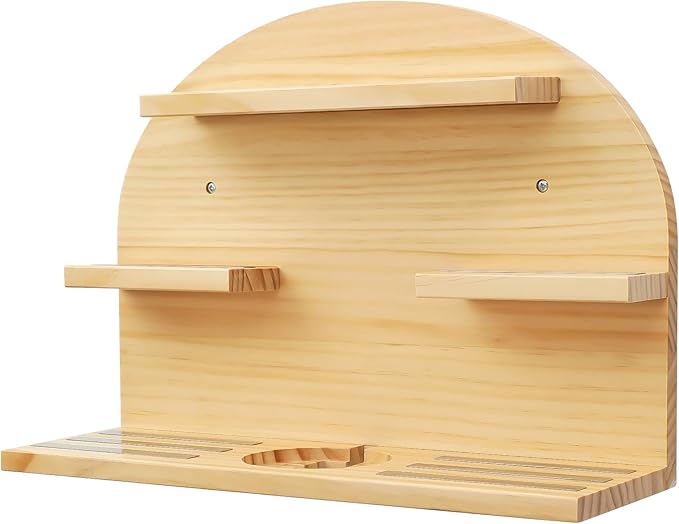 For Tonies Figures Shelf Magnetic,for Tonie box Wall Shelves,for Tonies Characters Organizer,Audio Toy Storage (Holds 45 Figurine),Compatible Charging Station for Kid's Room,Pine Wood,Arch,Large