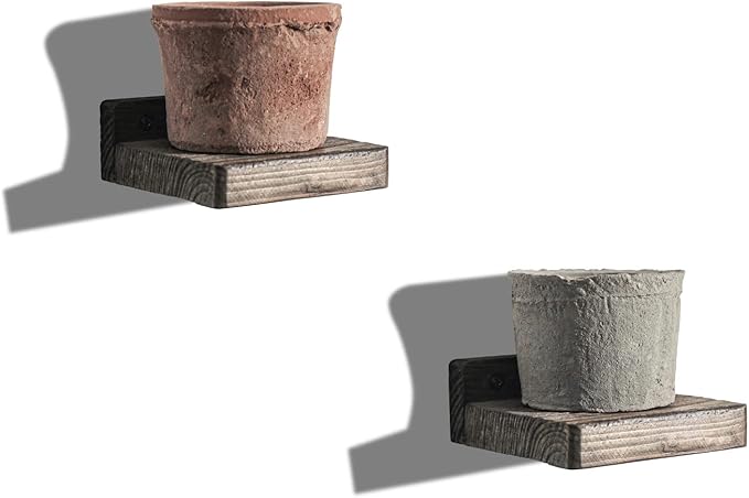 Freezing point Small Floating Shelves for Wall Set of 2 Natural Wood 4Inch Mini Wall Shelf Decor Plant Display Collectibles Mounted Kitchen Bathroom Bedroom Corner Decorative Storage Tiny Stand Brown