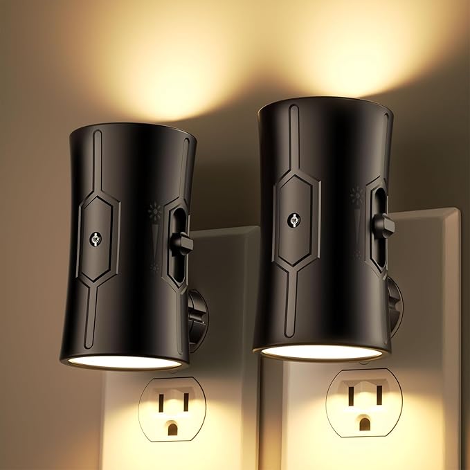 fesnne Night Light, 2-Pack Dimmable Plug-in Night Light with 90°Rotatable Plug, 0-100LM Adjustable Brightness, 3000K Warm White, 1W Ultra Low Energy for Bedroom, Hallway, Bathroom, Kids Room