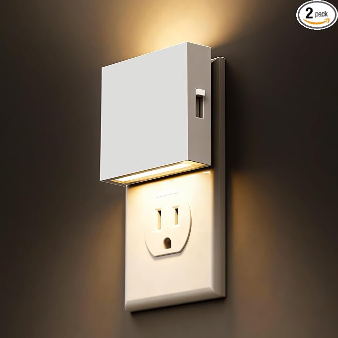 L LOHAS LED Night Light,Night Lights Plug into Wall,0-100LM Stepless Dimmable Brightness,Dusk to Dawn Sensor,3000K Soft White,Foldable Night Lights for Travel Bathroom Hallway