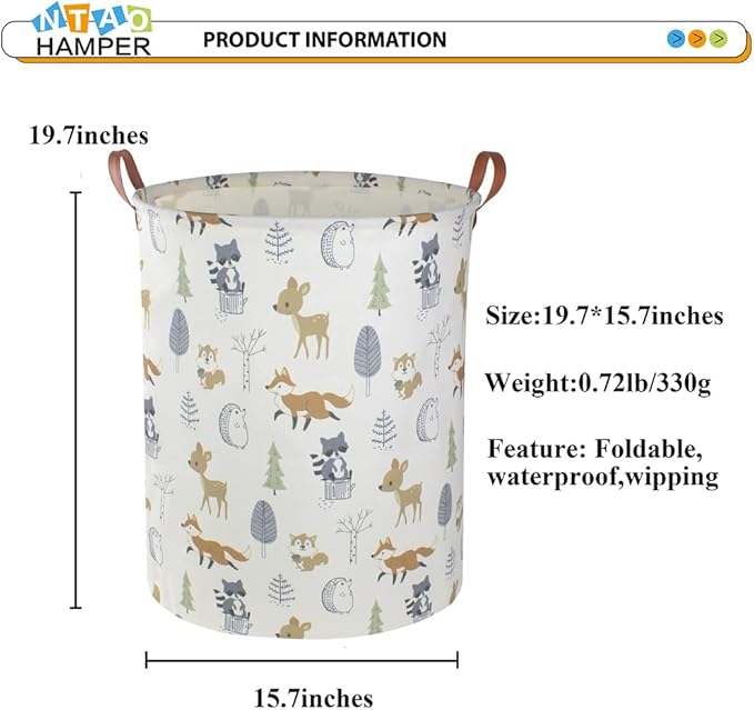 NTAOHAMPER Laundry Hamper, Laundry Basket, Waterproof Storage Bin for Bedroom, Clothes Organizer Basket, Books Box, Room Decor(Animal)