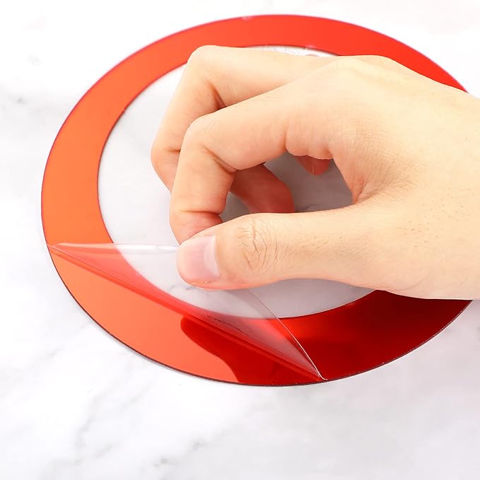 32 Pieces Removable Circle Wall Mirror Sticker Round Decal Acrylic Setting for Home Living Room Bedroom Decor, 1.5-13.5 cm(Red and Black)