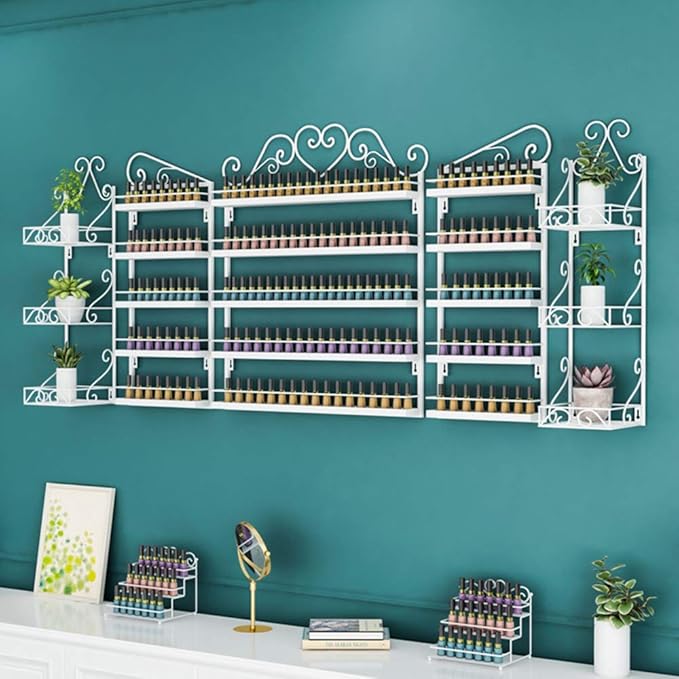 Metal Wall-mounted Nail Polish Storage Racks Wall-mounted Nail Polish Stand Storage Box, Retail Store Metal Nail Polish Storage Display Rack Display Rack Lipstick Perfume, Suitable for Nail Shop/Salon