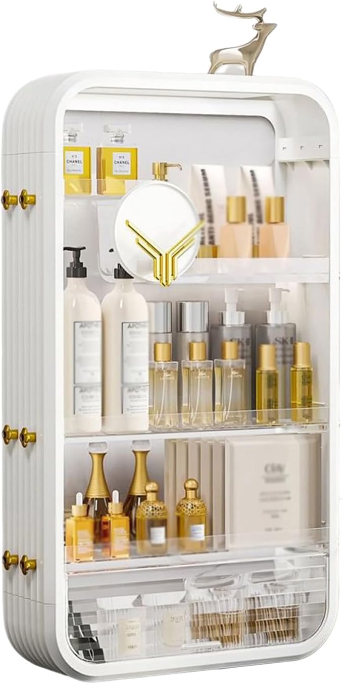 JATIBOSH Wall-Mounted Makeup and Skincare Organizers Cosmetic Storage Box for Bathroom, Living Roomand Bedroom, Wall Floating Shelves Organizer Transparent Multi-Function Floating Rack