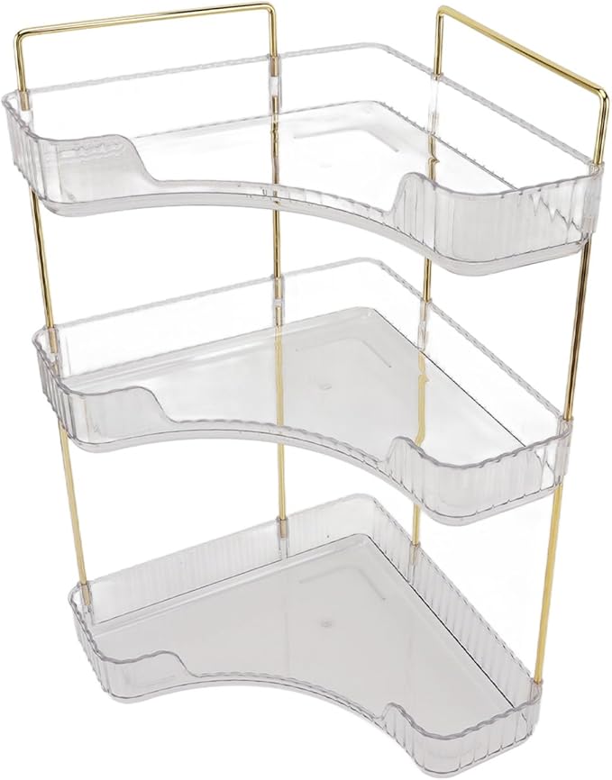 Fabater Corner Makeup Bathroom Organizer Modern Easy Access Makeup Organizer Rack for Bedroom (Transparent)