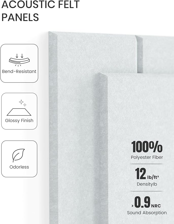 Large Felt Bulletin Board 48" x 36" Cork Board Alternative-12 Pack with 70 Safe Removable Adhesive Tabs, Cork Boards for Walls for Home Office Classroom Pin Board-Cold White