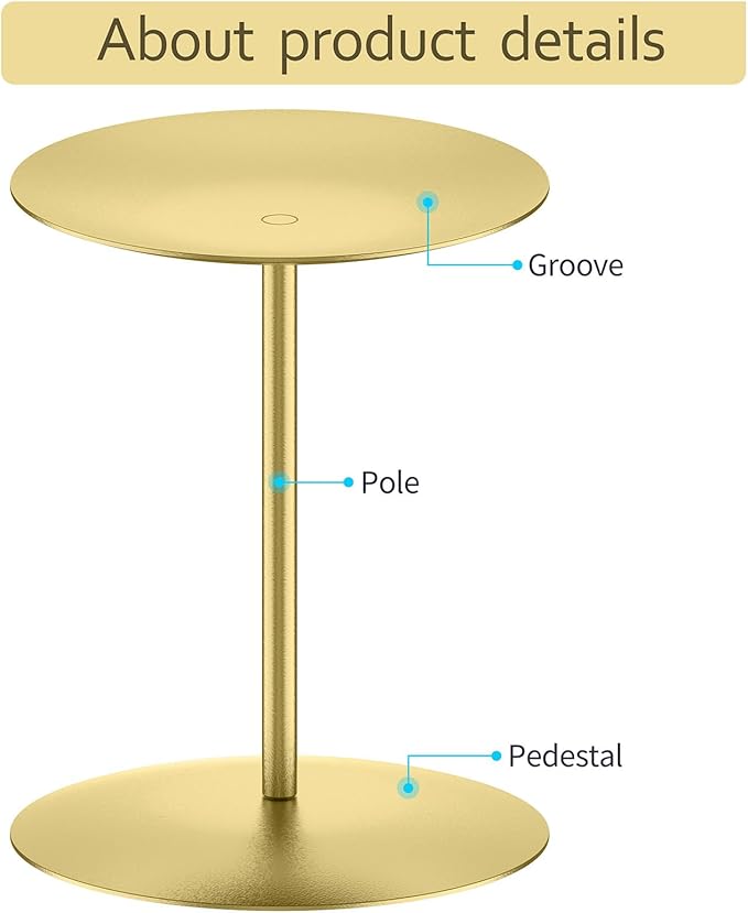 smtyle Gold Metal Candle Holder Sets for Pillar Candles Set of 3 Wedding Table Centerpiece Candle Holders, Minimalist Farmhouse Decor for Fireplace Mantel & Dining Room
