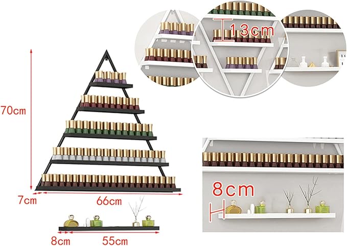 Metal Wall-mounted Nail Polish Storage Racks Wall-Mounted Nail Polish Display Rack Shelf Organizer Storage Holder Metal Floating Shelf Display Case Combination Shelf,for Essential Oils,Perfume,Makeup