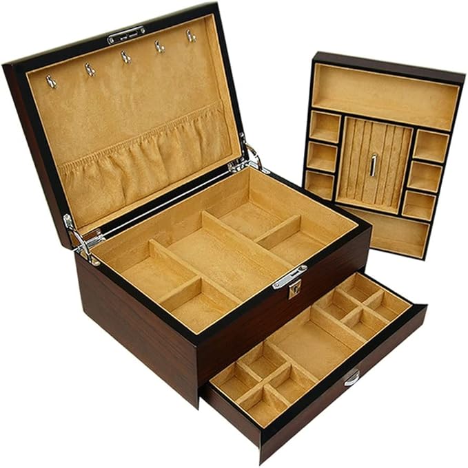 Makeup Organizers Retro Jewelry Box Multilayer Storage Box Ring Earring Necklace Bracelet Watch Small Jewelry Storage Box Jewelry Box 11.81 inch Jewelry Case