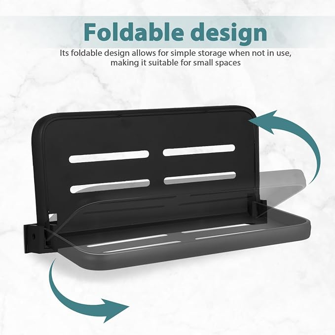 iplusmile Foldable Wall Shelf 11.92X5.23X0.90In Aluminum Storage Rack with Drainage Holes Compact Floating Bathroom Vanity Organizer for Kitchen and Laundry
