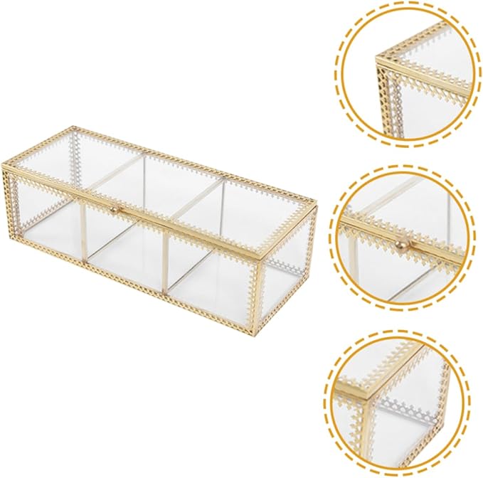 PartyKindom Jewelry Storage Box Compartment Design Elegant Organizer for Makeup and Accessories Decorative Case for Home Office Use Stylish Vanity Display