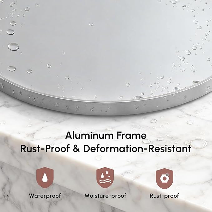 USHOWER Brushed Nickel Bathroom Mirrors for Over Sink, 36 Inch Circle Mirror with Metal Frame, Wall Mirror for Vanity, Entryway, Living Room, Hallway and Bedroom Decor