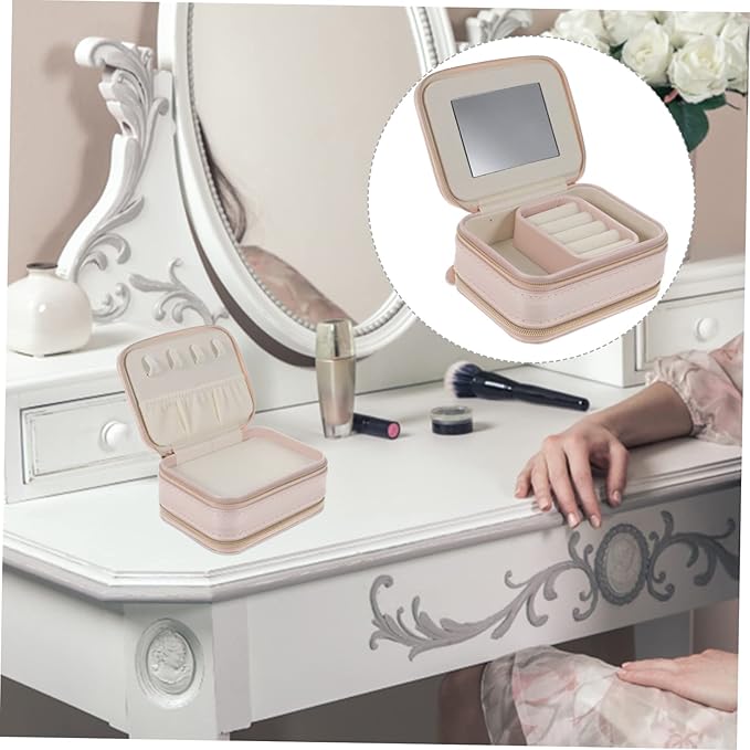 Box Necklace Jewelry Box Ring Jewelry Box Ring Organizer Box Travel Jewelry Organizer Earring Box Organizer Makeup Train Bag Travel Jewelry Case Portable Small Jewelry Organizer Pu ( Color : Pink , Si