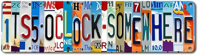 Bar Signs For Home Bar Decor Its 5 O'Clock Somewhere Funny Metal Tin Sign Outdoor Bar Accessories Vintage Surfboard Street Signs For Bedroom Wall Garage Decor It'S Five O'Clock Now Sign 4x16 Inch