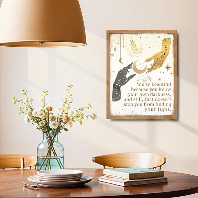 Boho Gothic Wall Decor LARGE 11x14 FRAMED - Witchy Home Decor - positive Quotes Wall Art for Women - Motivational poster Gothic Room Print - Wicca Witch Supplies - Inspirational Decoration for Women