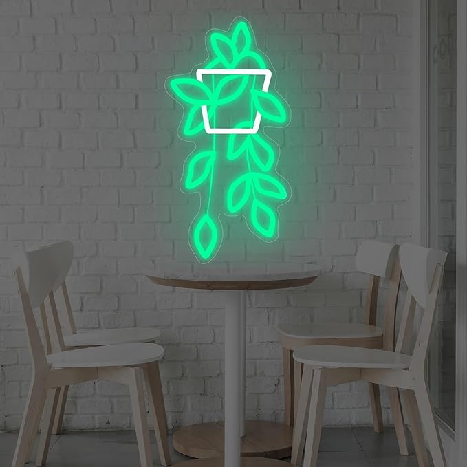 Flowerpot Neon Sign for Wall Decor, USB Light Up Sign for Home Bedroom Party Bar Flower Shop Decor Wedding Birthday Party Gifts for Her Him, 16.5"x8.9"