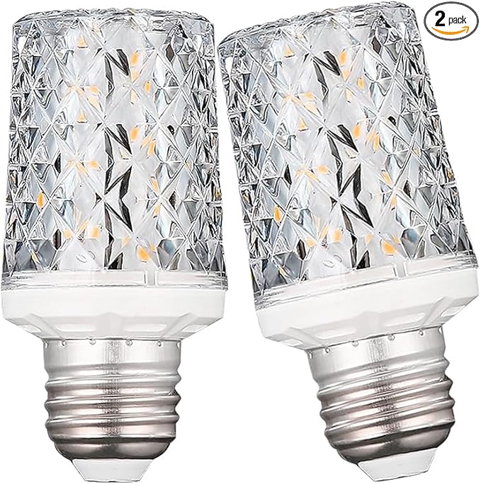 E26 LED Bulbs,Modern Craft Crystal lamp,3000K Warm Light 18W LED Light Bulbs Equivalent 100W, 360° Beam Angle,AC 85-265V, Edison Screw SES LED Corn Lamp, Not Dimmable(2 Pack)